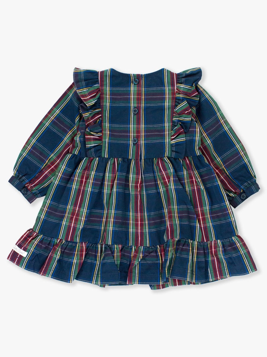 Ruffle Bow Dress - Winter Nights Plaid