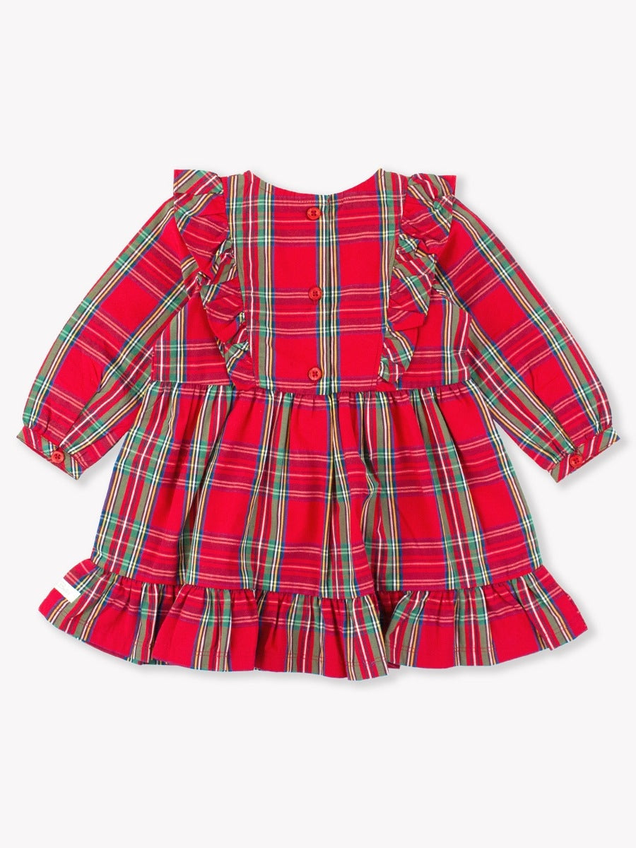 Ruffle Bow Dress - Tis The Season Plaid