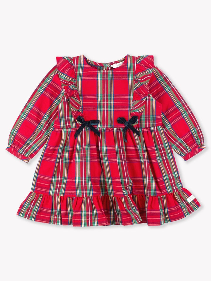 Ruffle Bow Dress - Tis The Season Plaid