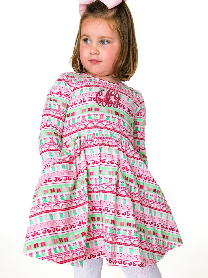 Pinkmas Fair Isle Longsleeve Dress