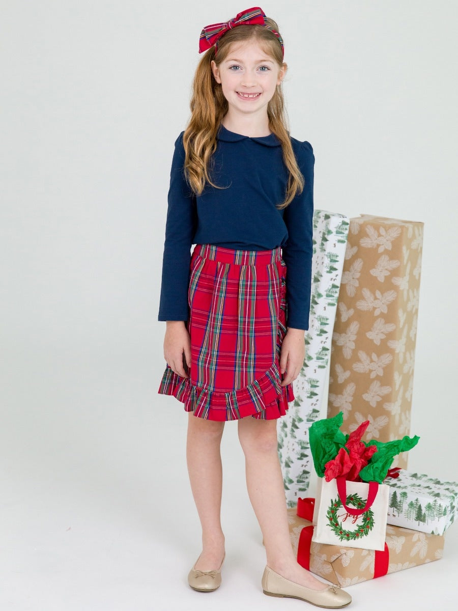 Ruffle Wrap Skirt - Tis The Season Plaid