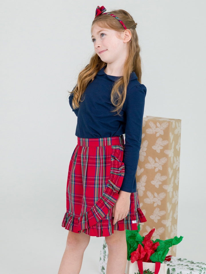 Ruffle Wrap Skirt - Tis The Season Plaid