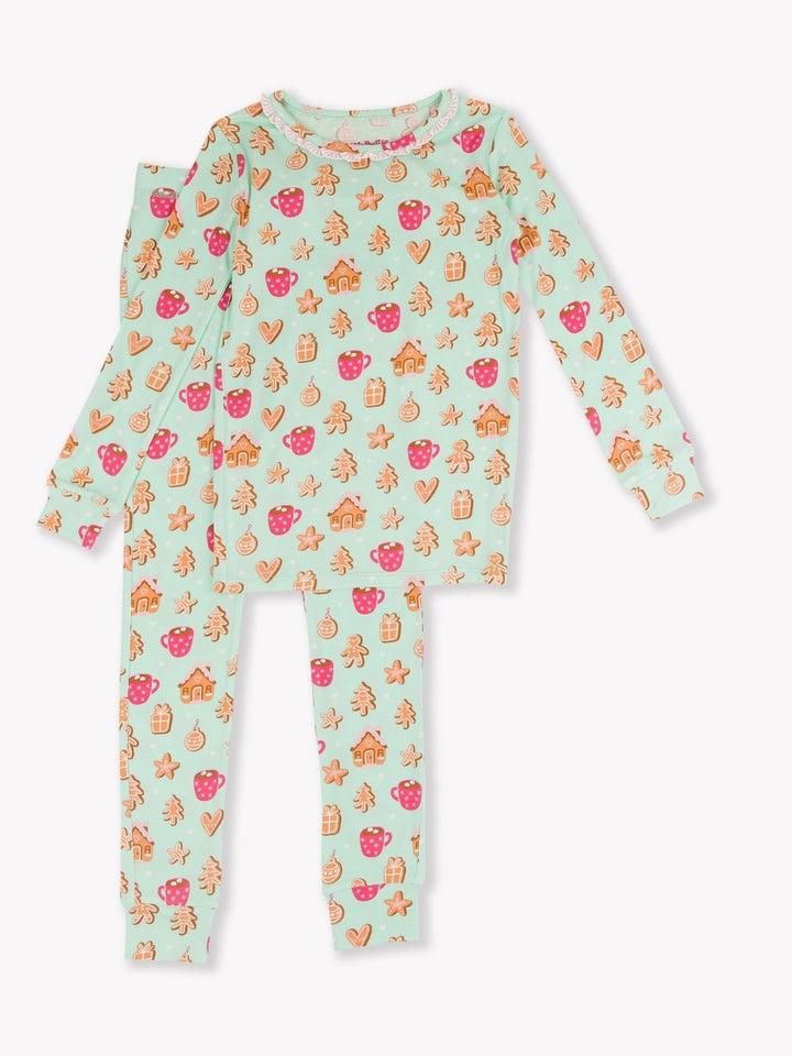 Ruffle Long Sleeve Pajama Set - Gingerbread Joy