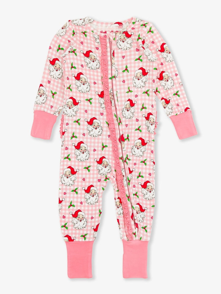 Ruffle One Piece Convertible Pajamas - Dear Santa