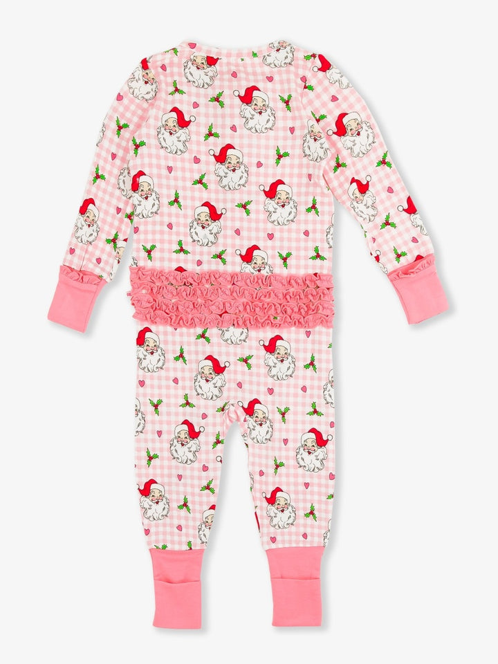 Ruffle One Piece Convertible Pajamas - Dear Santa