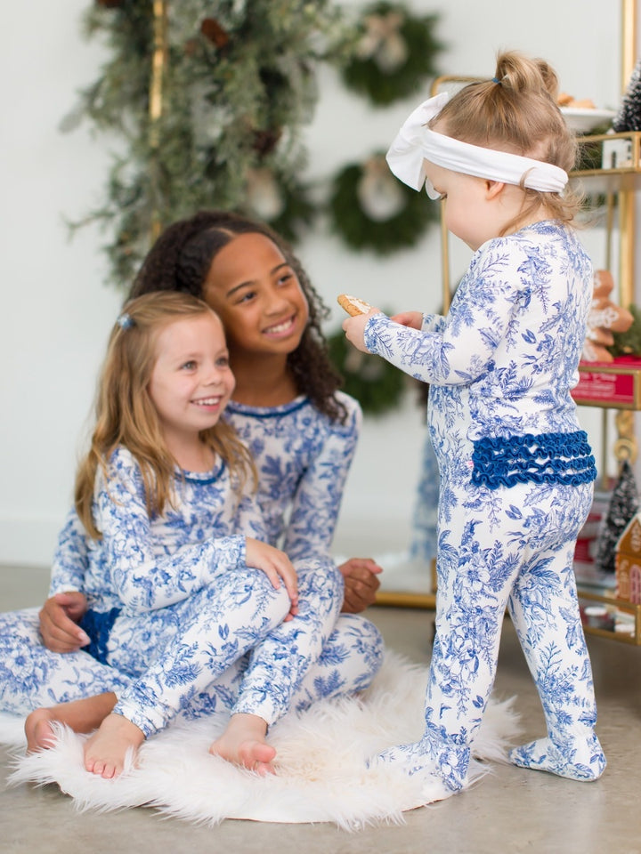 One Piece Footie Pajamas - Winter Bliss Toile