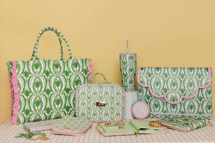 Ruffle Tote - Palm Stripe