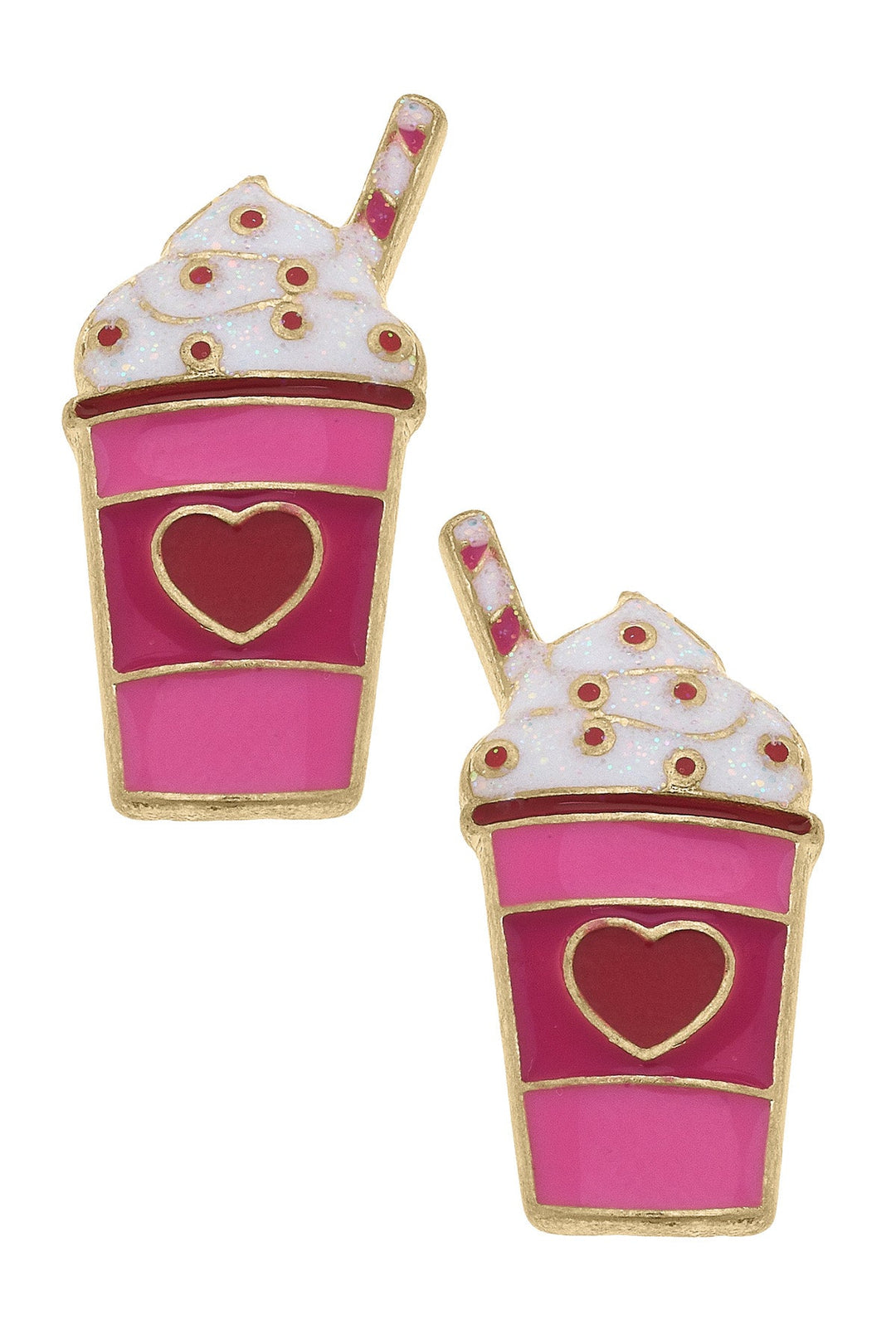 Valentine's Cupid Frappe Enamel Stud Earrings