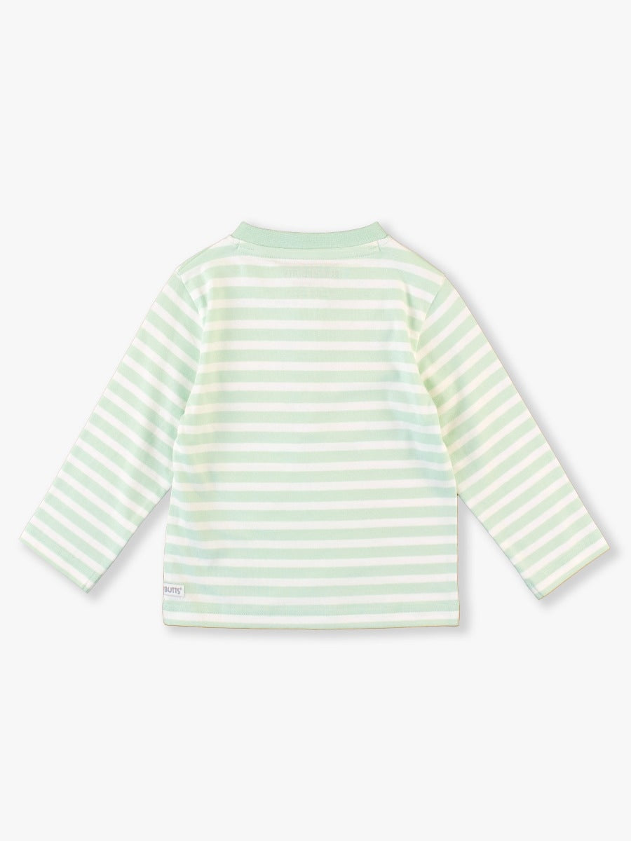 Knit Long Sleeve Henley Tee - Gingerbread Mint Stripe