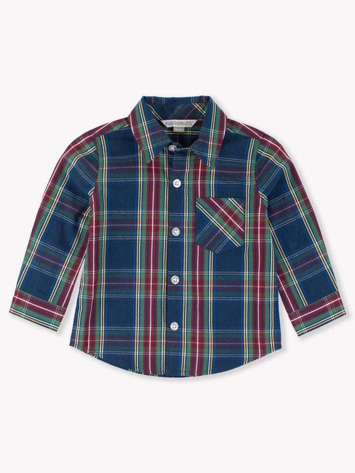 Long Sleeve Button Down Shirt - Winter Nights Plaid