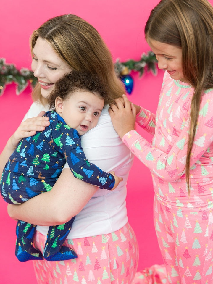 One Piece Footie Pajamas - Merry Blue Pines