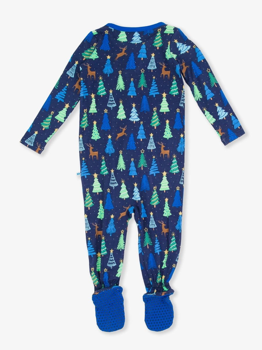 One Piece Footie Pajamas - Merry Blue Pines