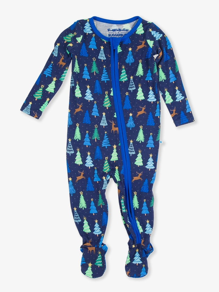 One Piece Footie Pajamas - Merry Blue Pines