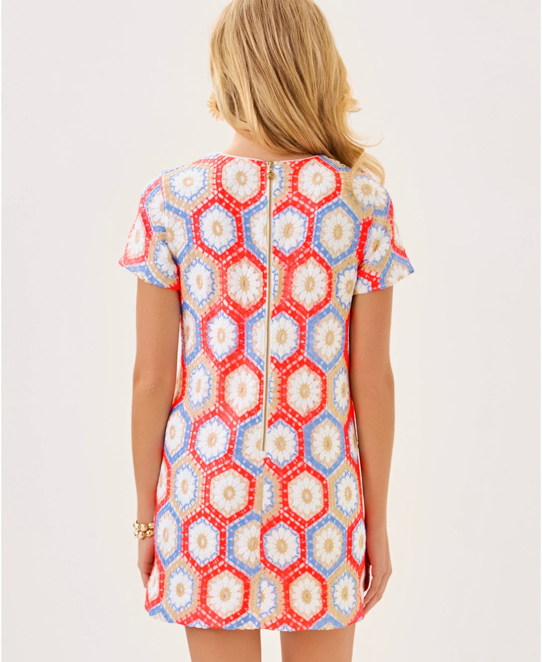 Leyla Shift Dress - Cane Coral Daisy Hex Crochet
