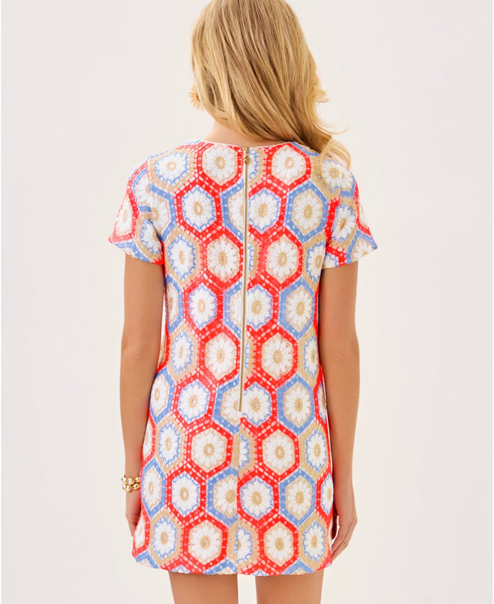 Leyla Shift Dress - Cane Coral Daisy Hex Crochet