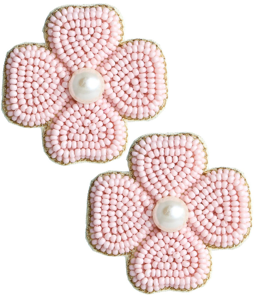 Kerry Beaded Clover Stud Earring - Cotton Candy