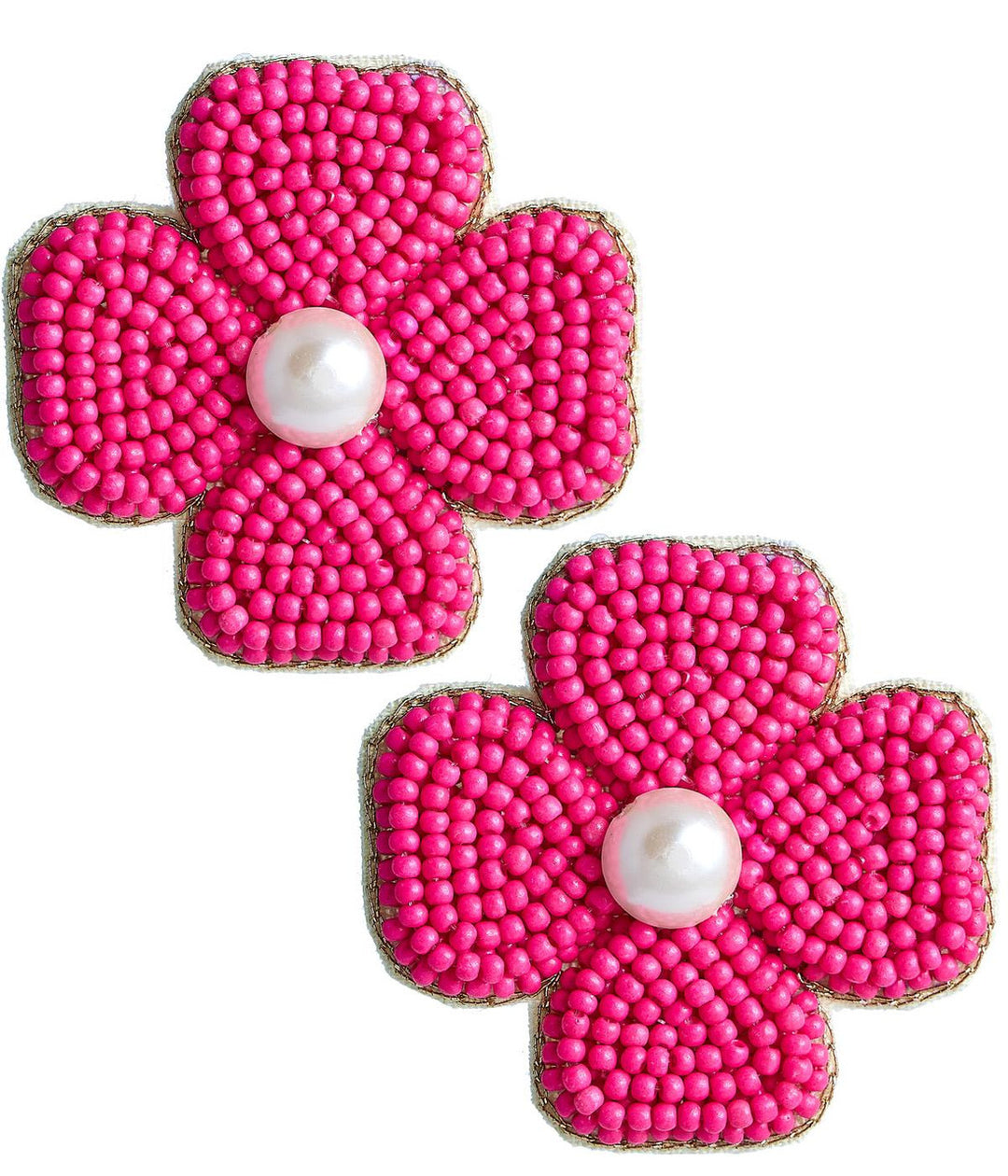 Kerry Beaded Clover Stud Earring - Miss Pink