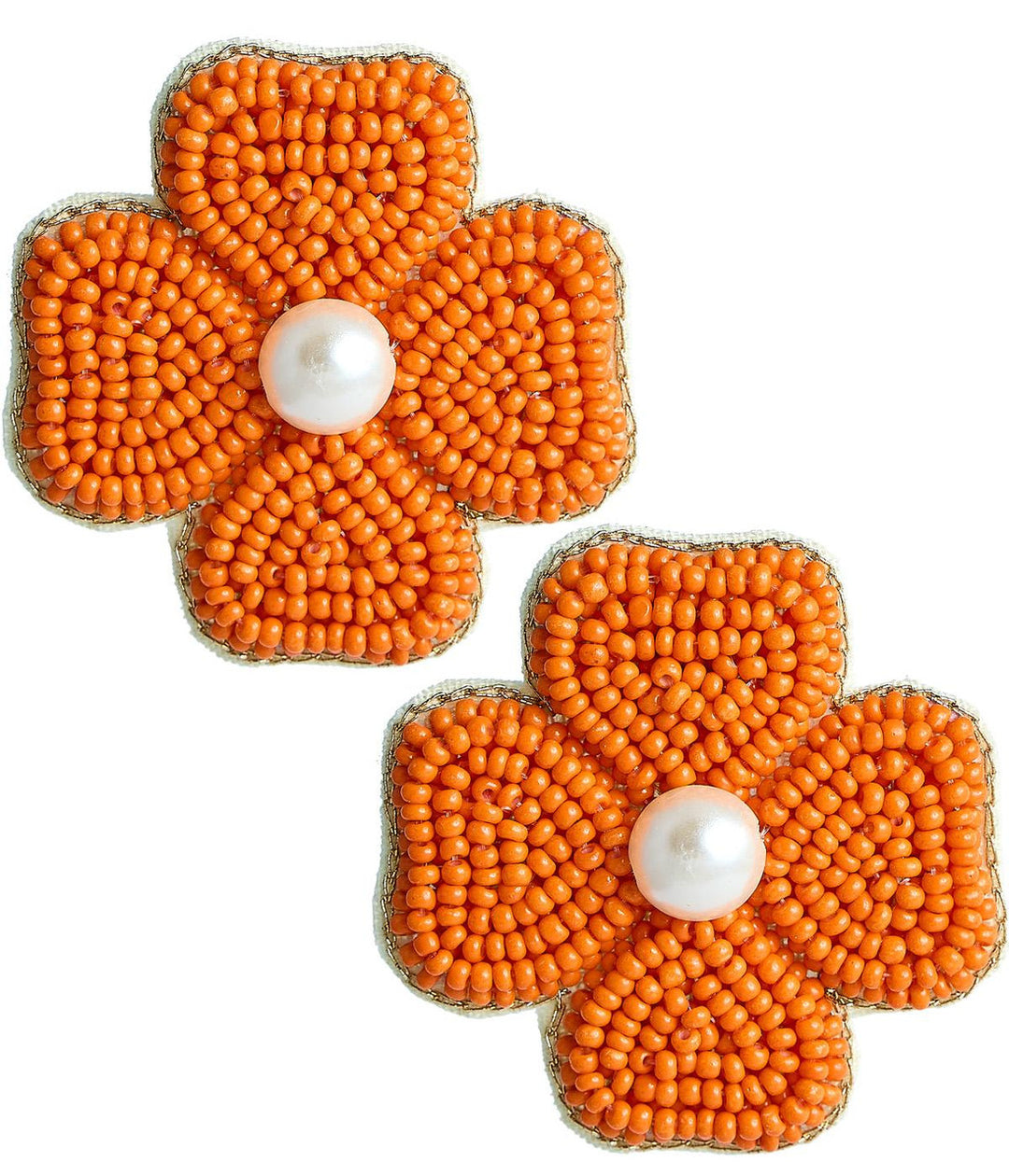 Kerry Beaded Clover Stud Earring - Orange