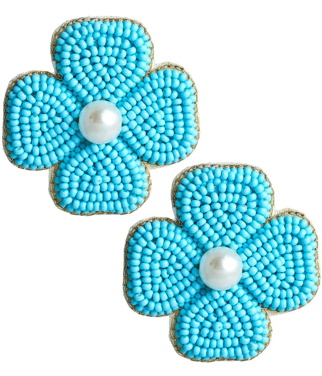 Kerry Beaded Clover Stud Earring - Turquoise