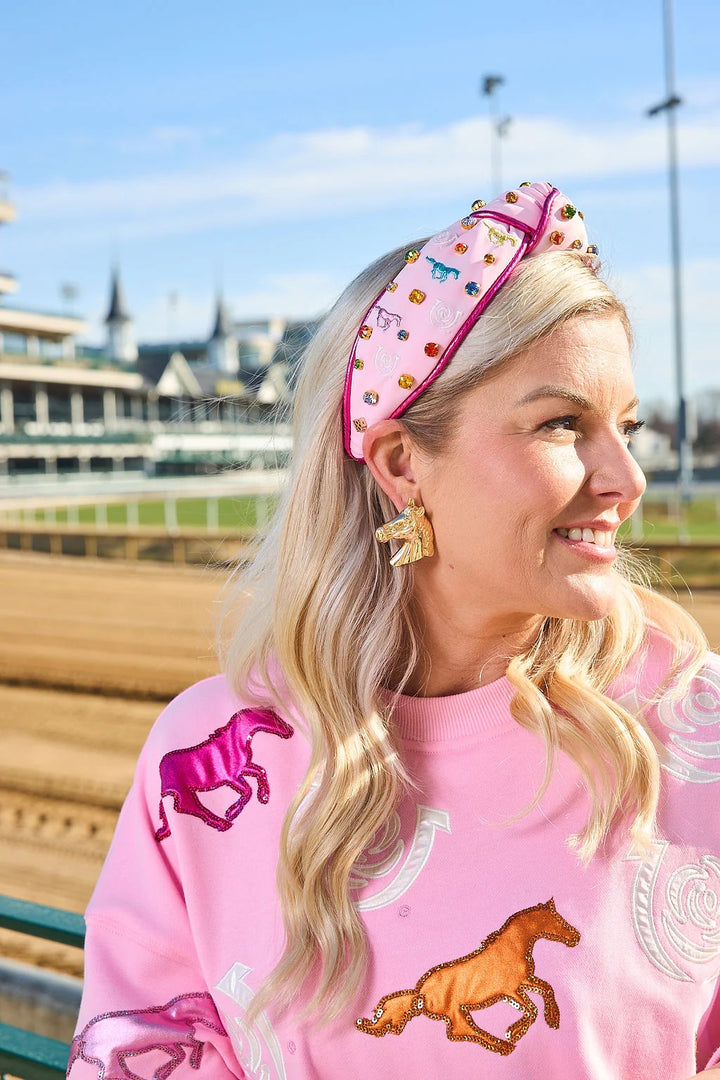 Kentucky Derby x Brianna Cannon Pink Rainbow Race Horse Headband