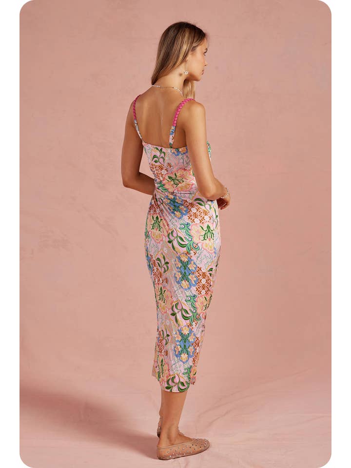 Garden Party Satin Dress - Multi