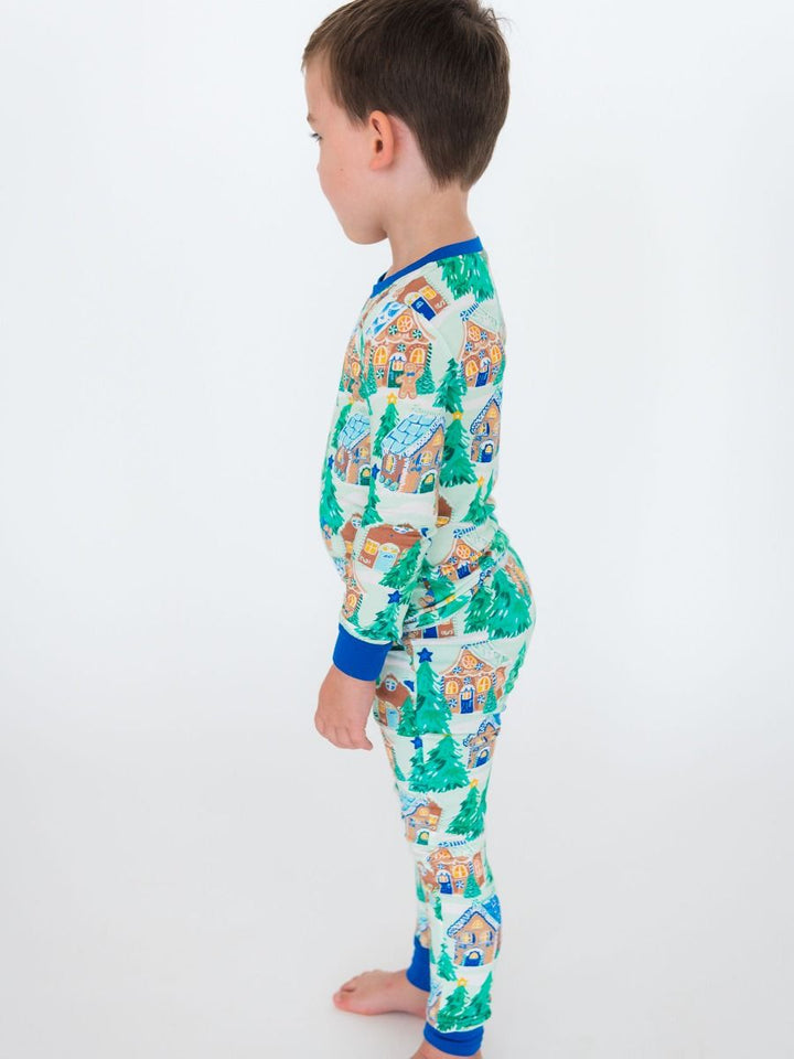 Blue Jolly Gingerbread Longsleeve Pajama Set