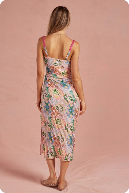 Garden Party Satin Dress - Multi