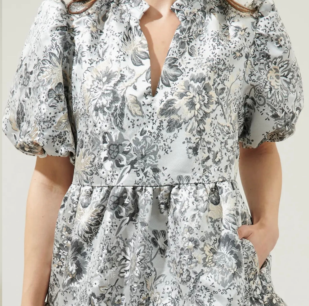 Lola Jacquard Jacey Babydoll Mini Dress