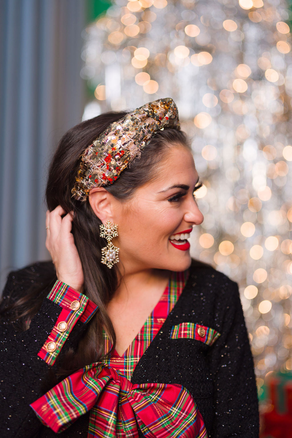 Brianna Cannon| Snow Flake Drop Earrings with Crystals and Pearls
