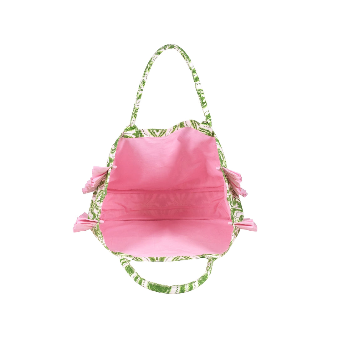 Ruffle Tote - Palm Stripe