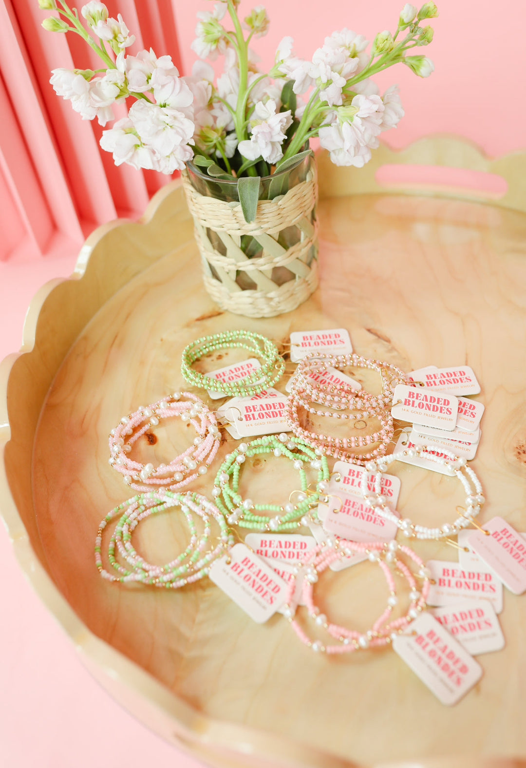 Sprinkle Bracelet in Pastel Green, Pink & White