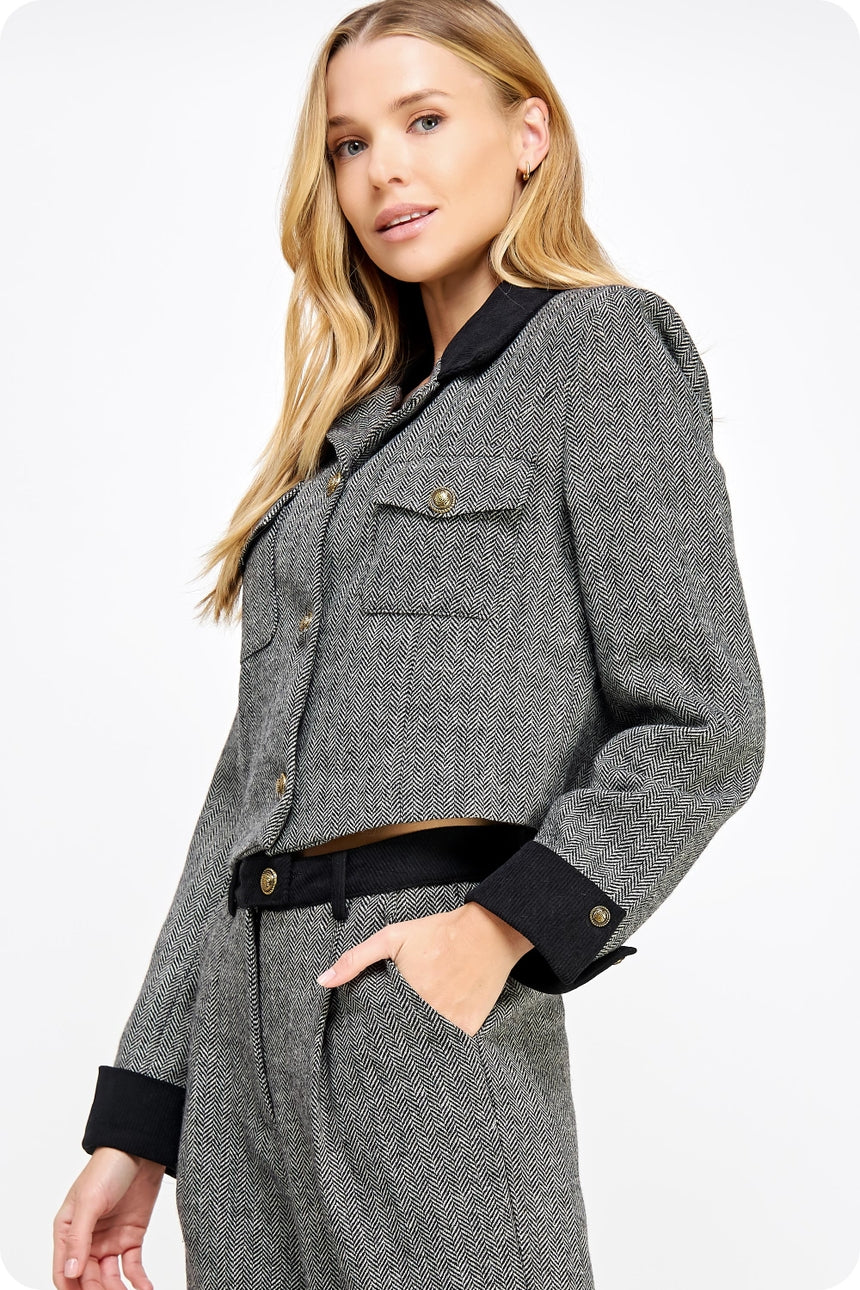 Corduroy Contrast Tweed Jacket