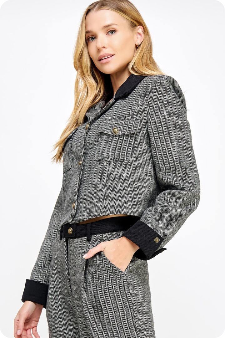 Corduroy Contrast Tweed Jacket