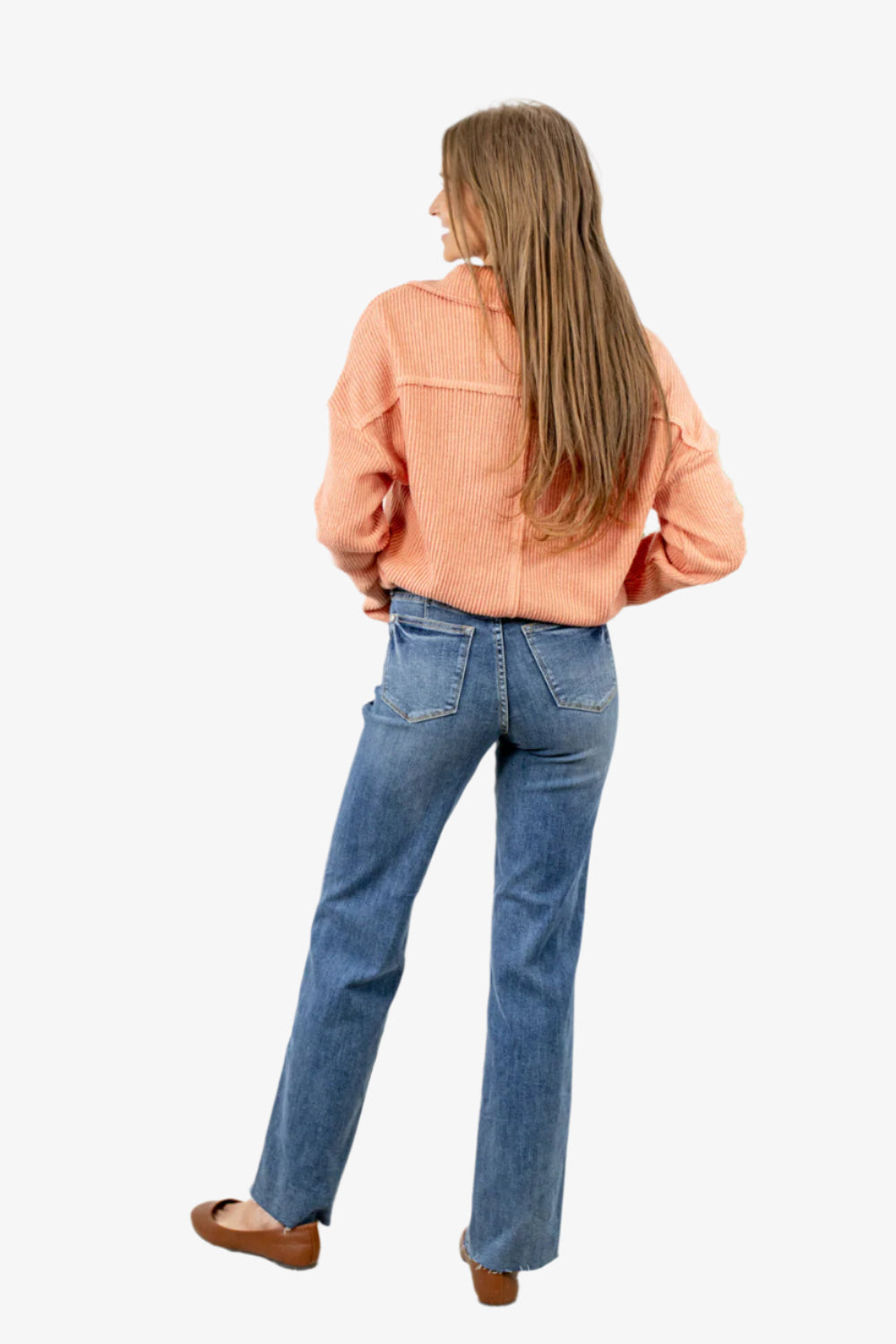 Mid Rise Tummy Control Straight Leg Jeans