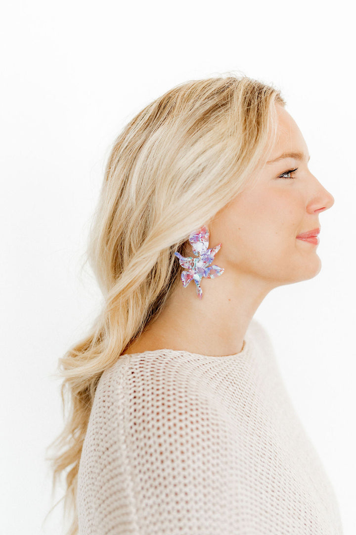 Flora Statement Earrings - Lavender Sea Glass