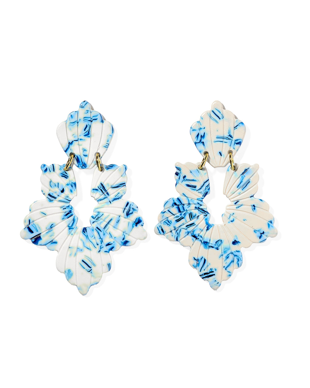 Michelle Statement Earrings - Blue China