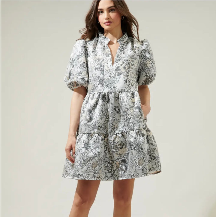 Lola Jacquard Jacey Babydoll Mini Dress