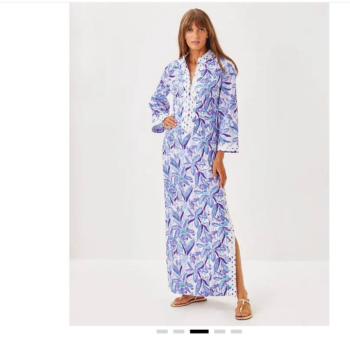 Shealyn 3/4 Sleeve Stretch Maxi Caftan