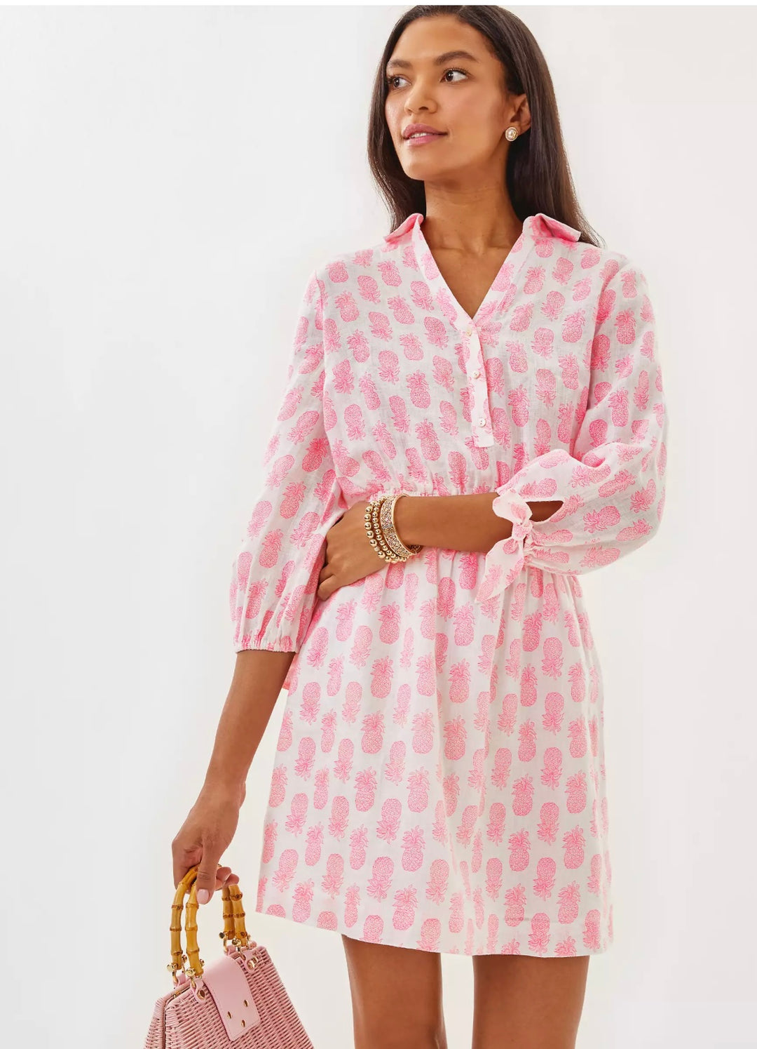 Abralynn Linen Shirt Dress - Rousseau Pink Slice Of Sunshine