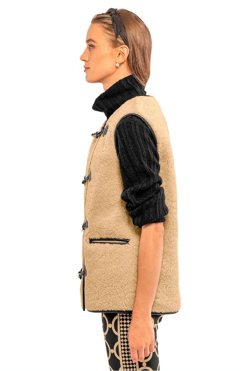 Shearling Boxy Vest - Khaki