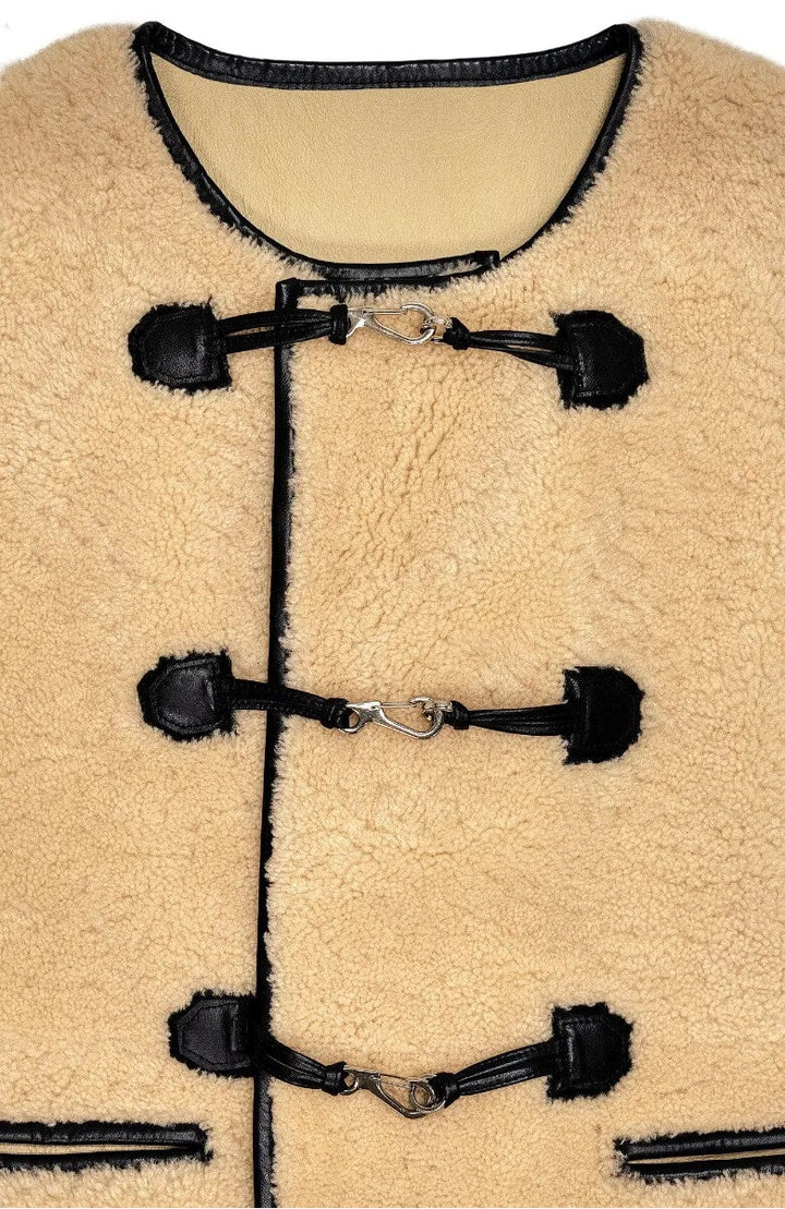 Shearling Boxy Vest - Khaki