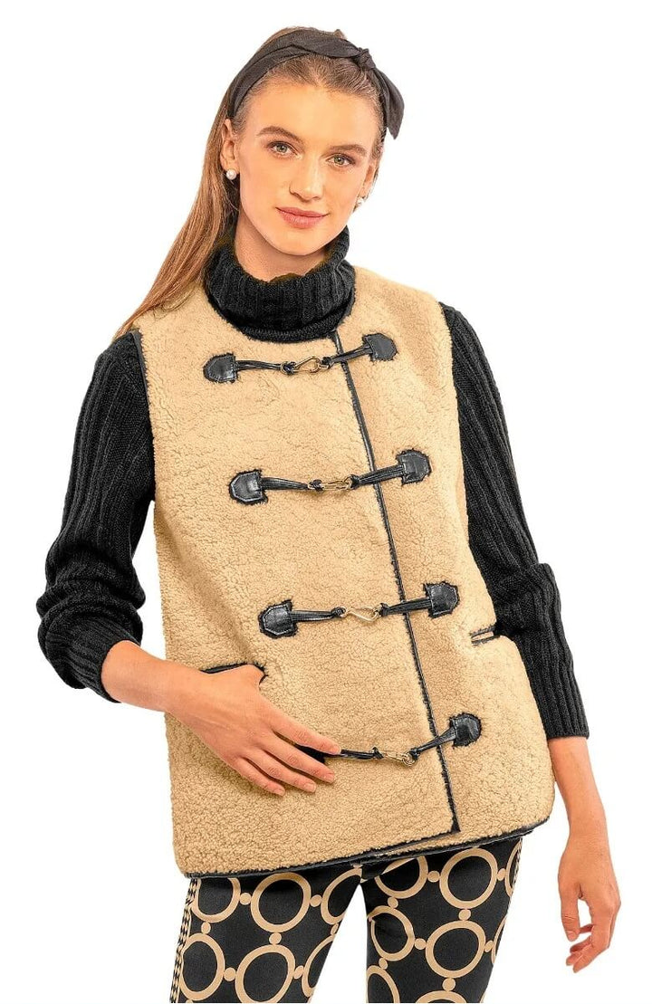Shearling Boxy Vest - Khaki