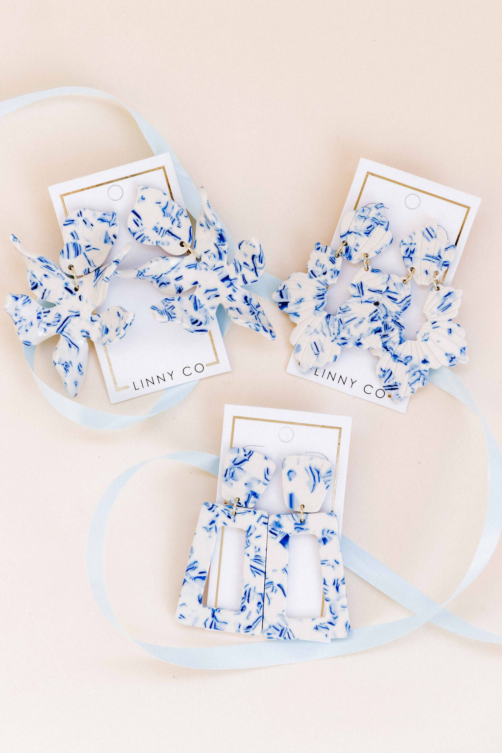 Michelle Statement Earrings - Blue China