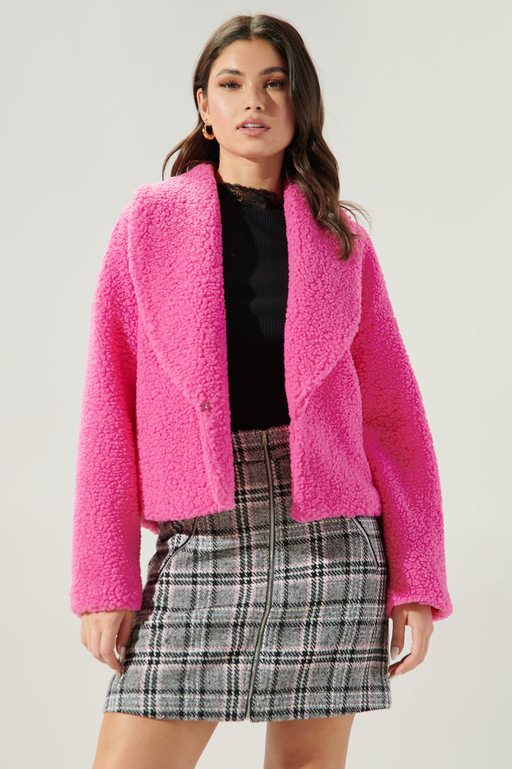 Edwina Sherpa Jacket - Fuchsia