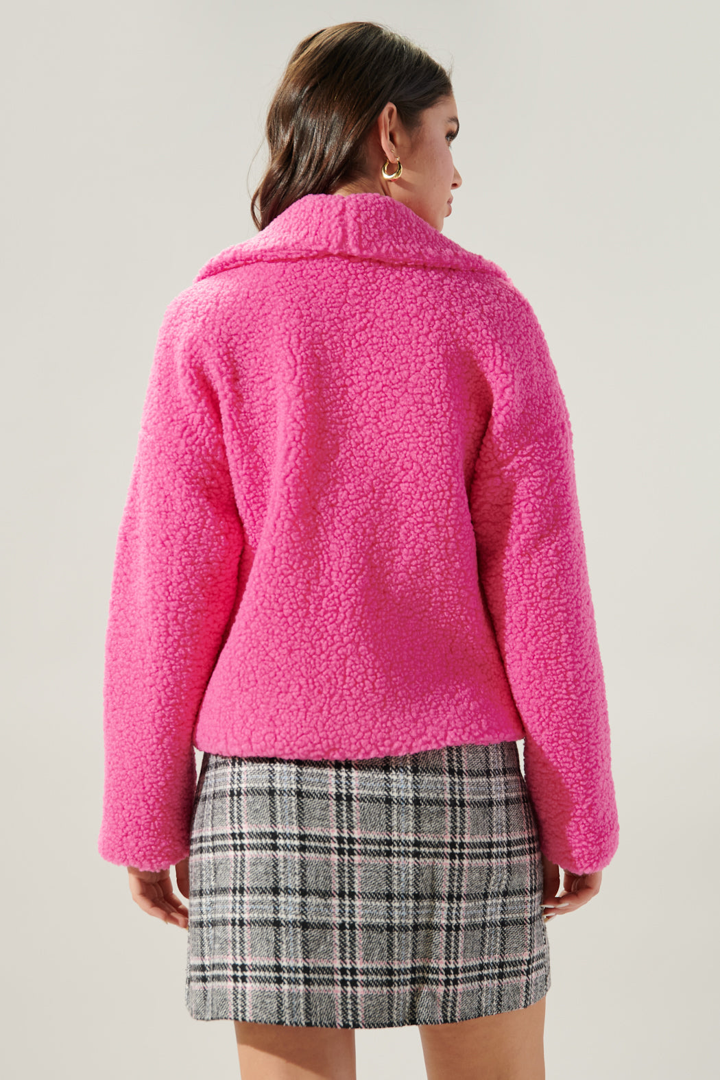 Edwina Sherpa Jacket - Fuchsia
