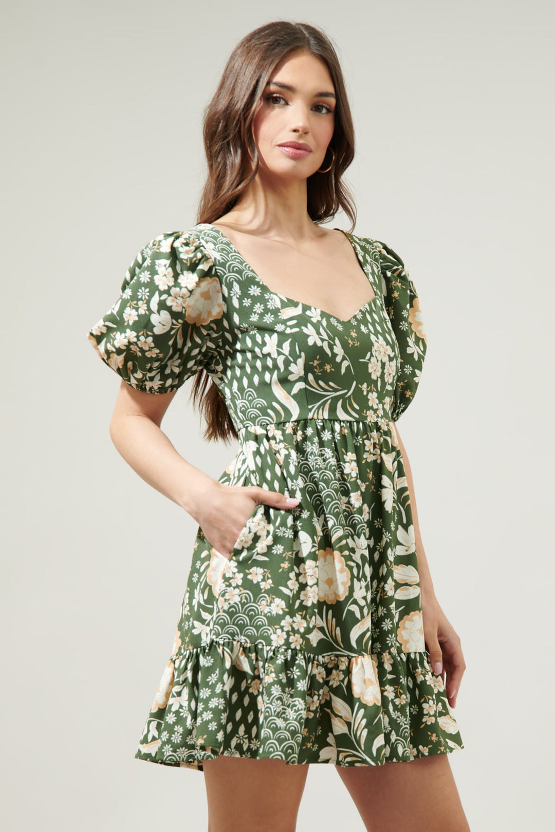 Fernwood Floral Evy Sweetheart Mini Dress