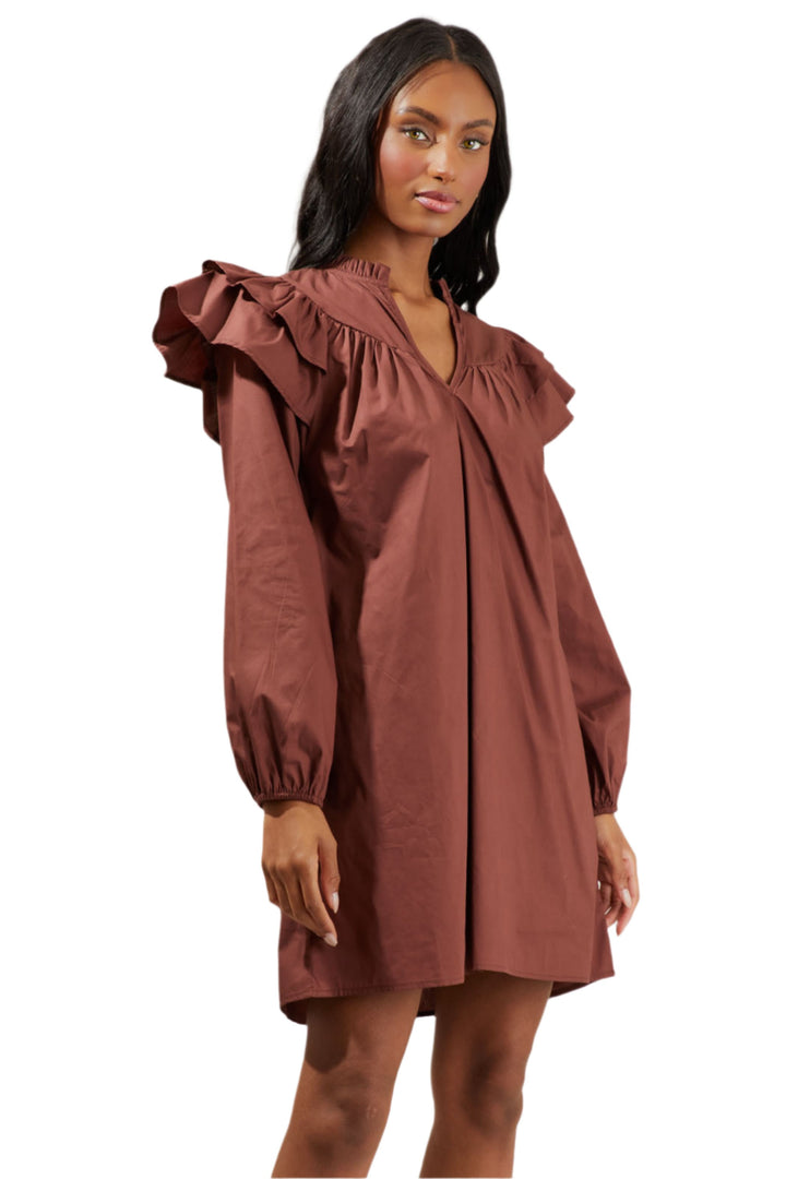 Prissy Poplin Ruffle Mini Dress