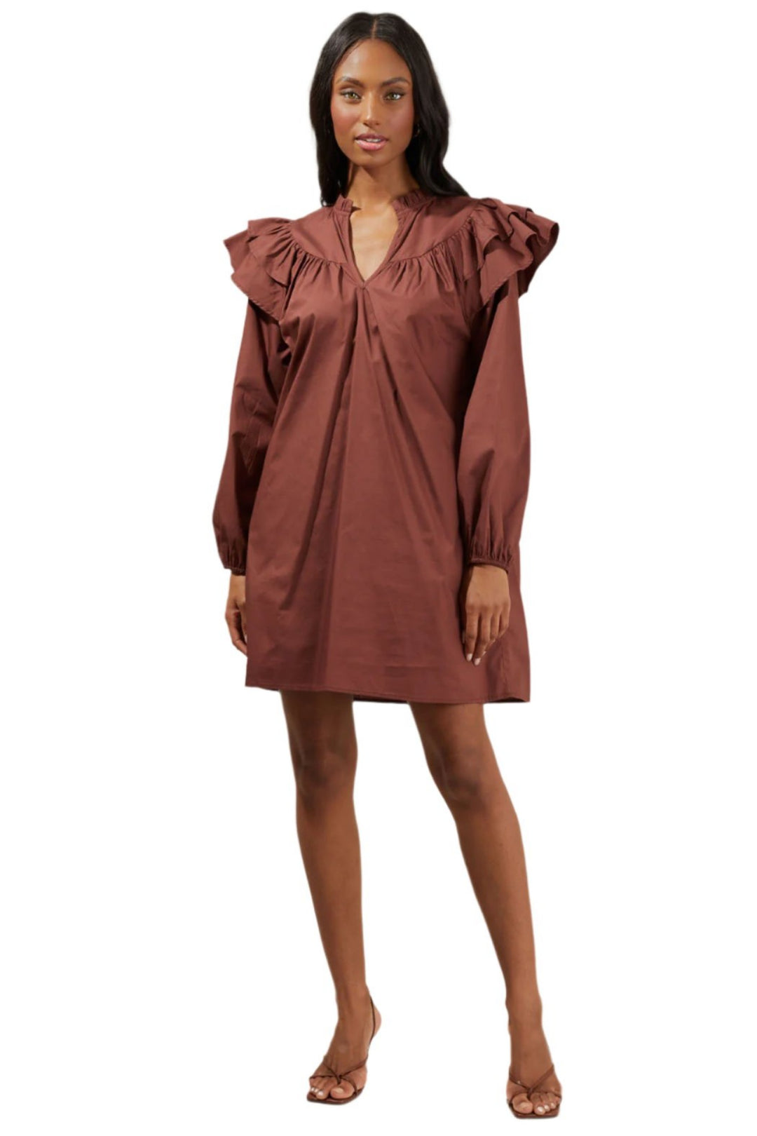 Prissy Poplin Ruffle Mini Dress