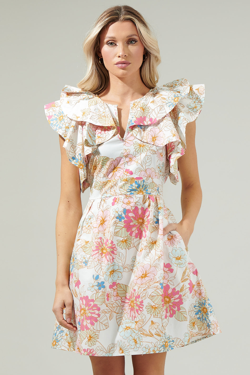 Day Lily Floral Ruffle Mini Dress