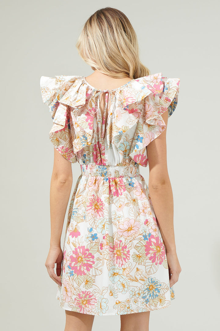 Day Lily Floral Ruffle Mini Dress